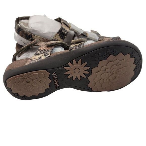 Vionic Snake Print Wrap New Slide Sandals Womens Size 7 New Comfort Orthopedic - Picture 8 of 9